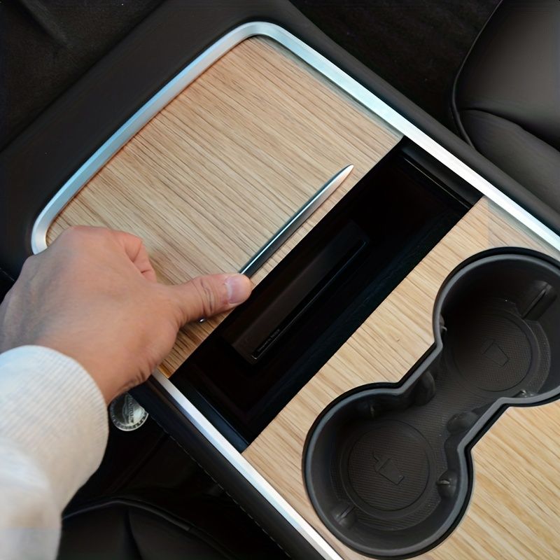 Self Adhesive Centre Console Cover Wrap for Tesla Model 3 / Model Y - Wood Effect